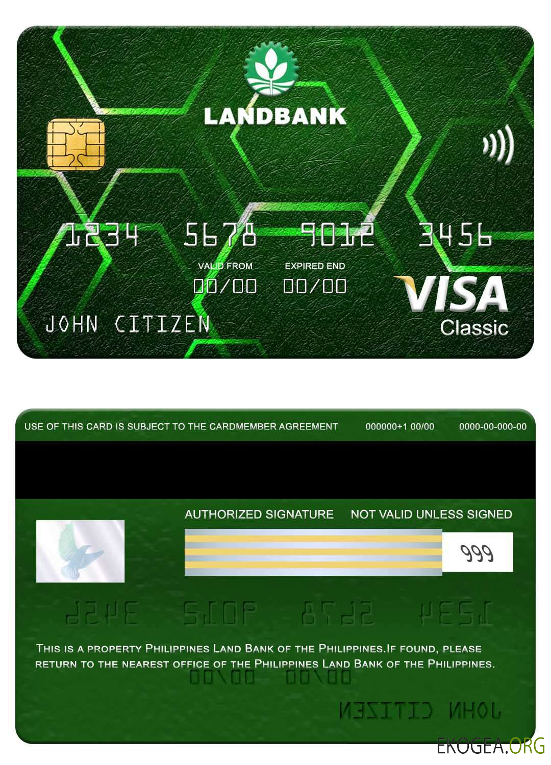 Carte visa classique de la Banque foncière des Philippines des Philippines